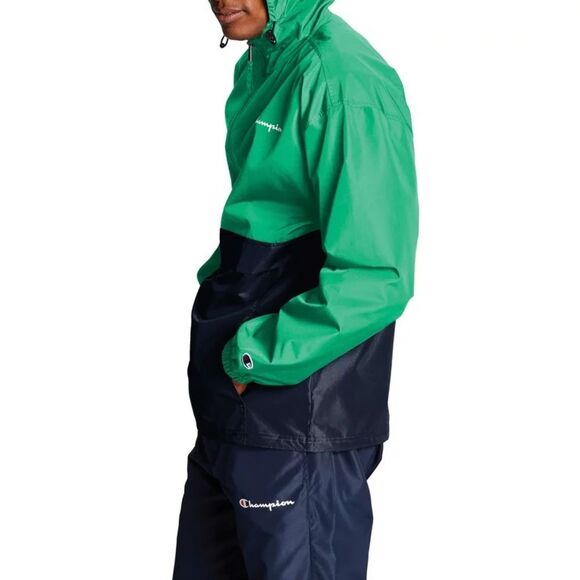 Champion Green Myth/Navy Coloblocked Packable Jacket Size Small - Picture 3 of 11
